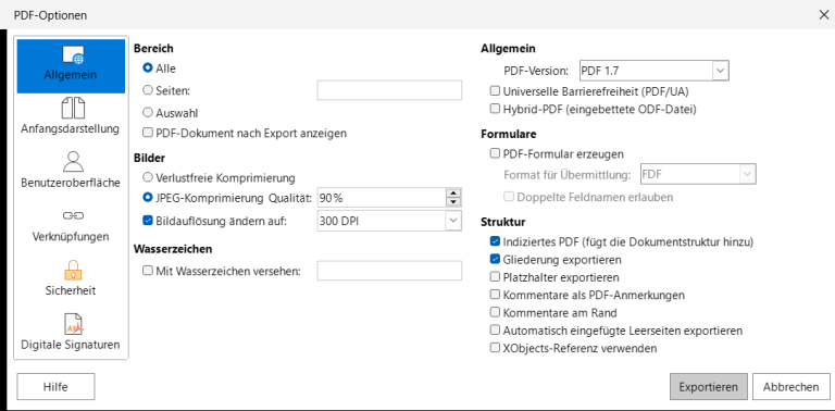 PDF Erstellung mit LibreOffice